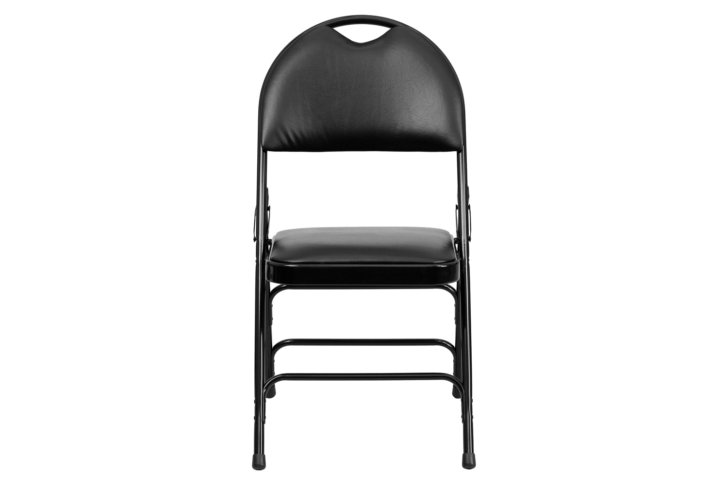 BLNK™ HERCULES Series Vinyl Ultra-Premium Triple Braced Metal Folding Chair with Easy-Carry Handle - Black