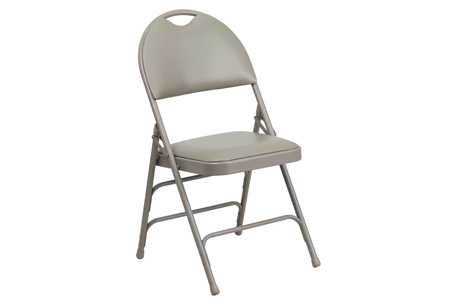 BLNK™ HERCULES Series Vinyl Ultra-Premium Triple Braced Metal Folding Chair with Easy-Carry Handle - Gray