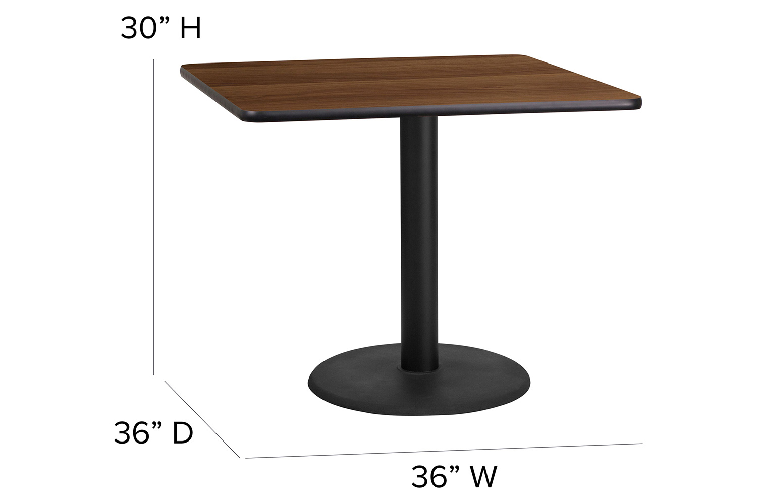 BLNK Carlton Square Laminate Table Set with X-Base and 4 Ladder Back Metal Chairs with Black Vinyl Seat - Natural