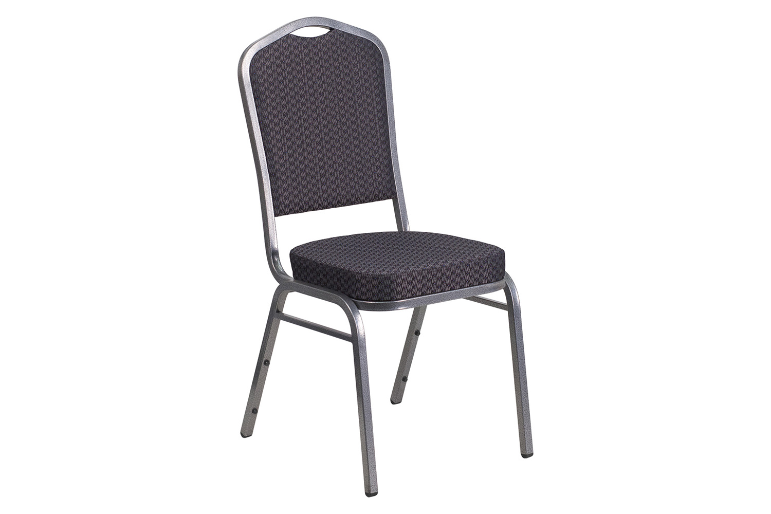 BLNK™ HERCULES Series Fabric Crown Back Stacking Banquet Chair with Silver Vein Frame - Black Patterned