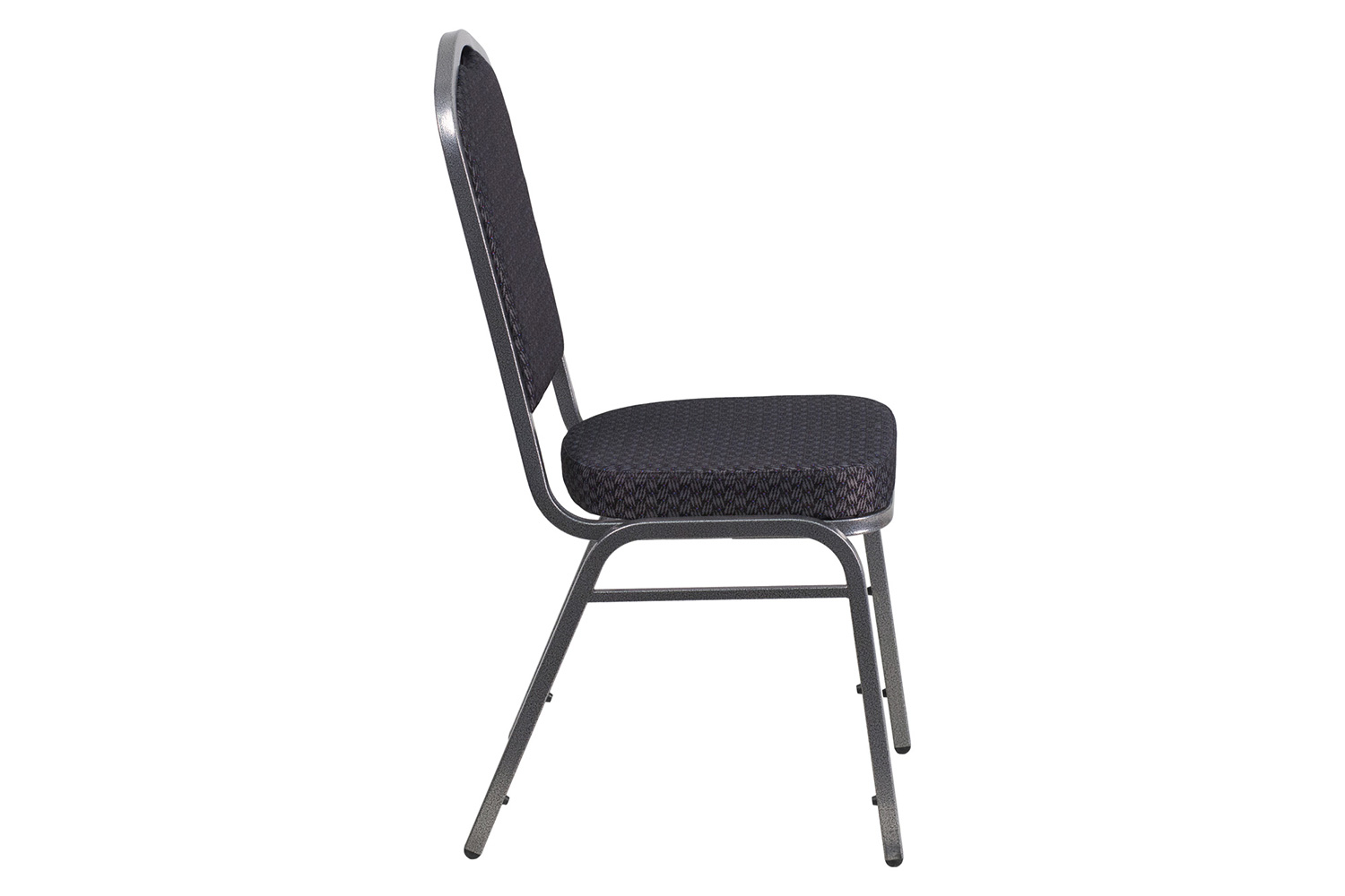 BLNK™ HERCULES Series Fabric Crown Back Stacking Banquet Chair with Silver Vein Frame - Black Patterned