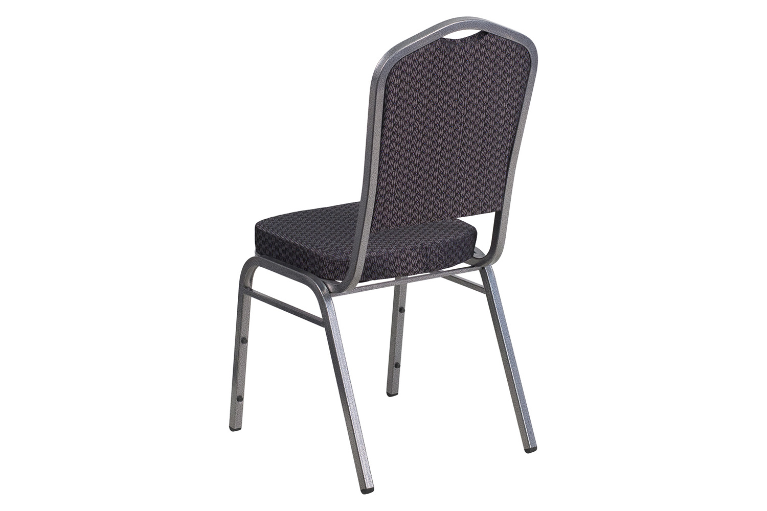 BLNK™ HERCULES Series Fabric Crown Back Stacking Banquet Chair with Silver Vein Frame - Black Patterned