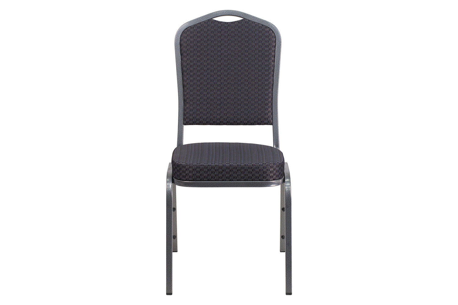 BLNK™ HERCULES Series Fabric Crown Back Stacking Banquet Chair with Silver Vein Frame - Black Patterned