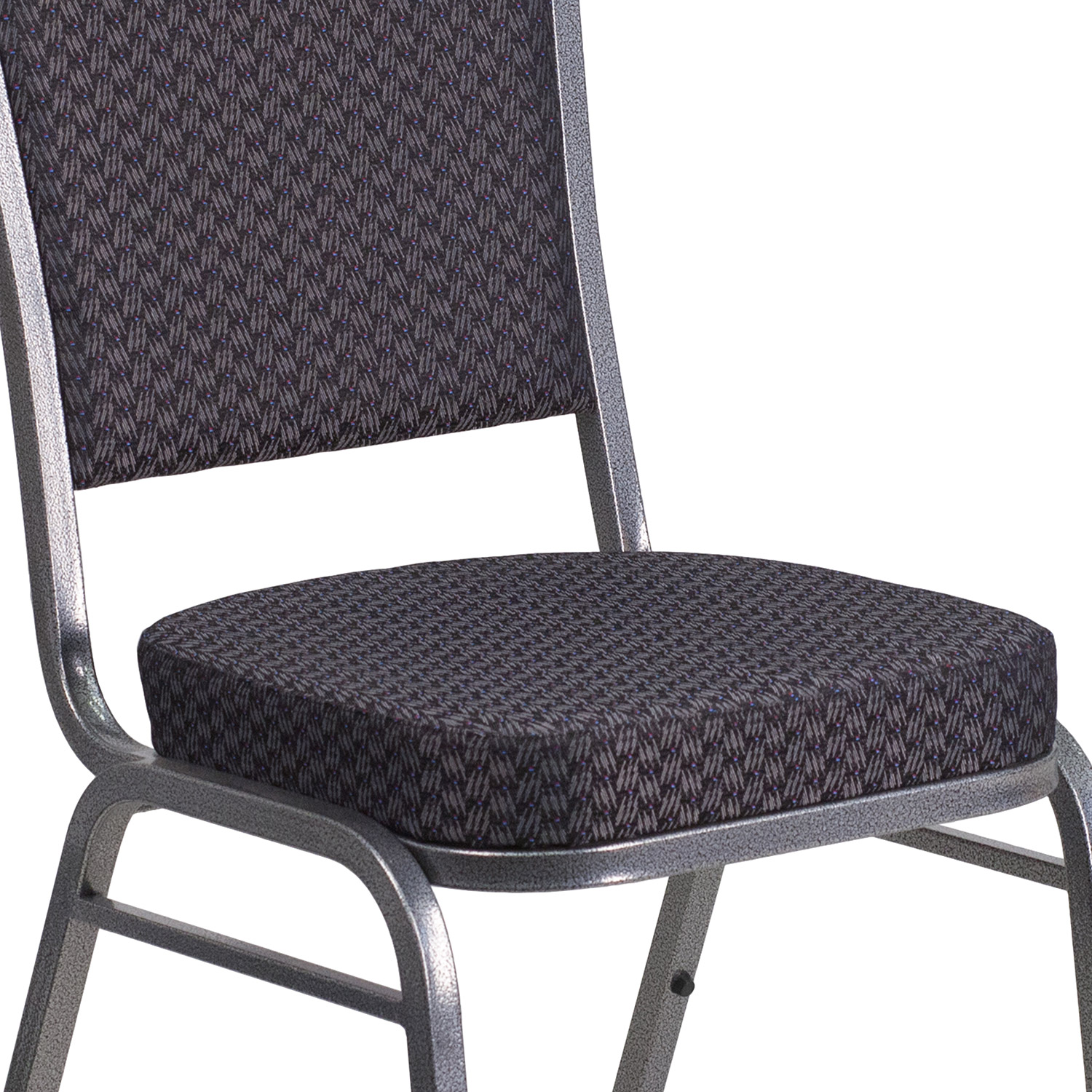 BLNK™ HERCULES Series Fabric Crown Back Stacking Banquet Chair with Silver Vein Frame - Black Patterned