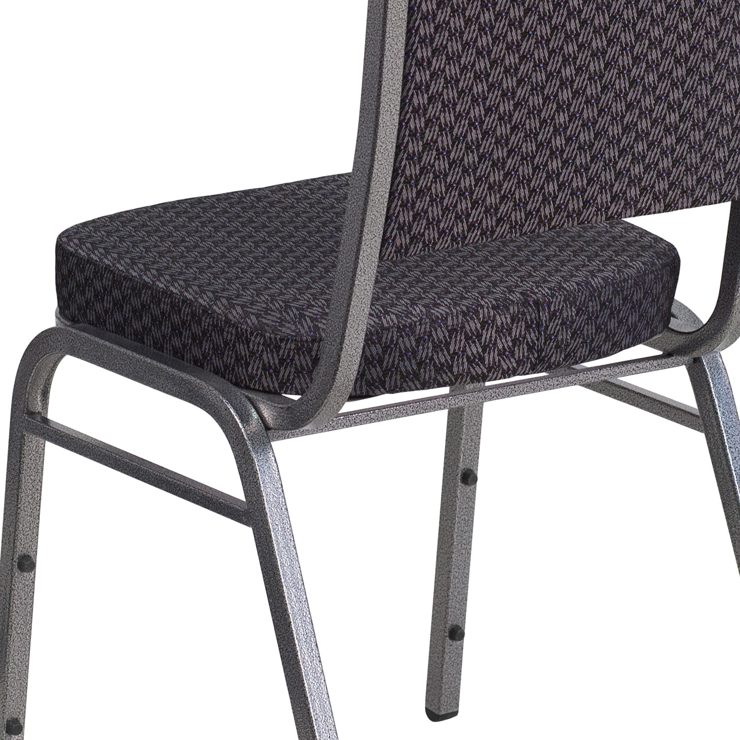 BLNK™ HERCULES Series Fabric Crown Back Stacking Banquet Chair with Silver Vein Frame - Black Patterned