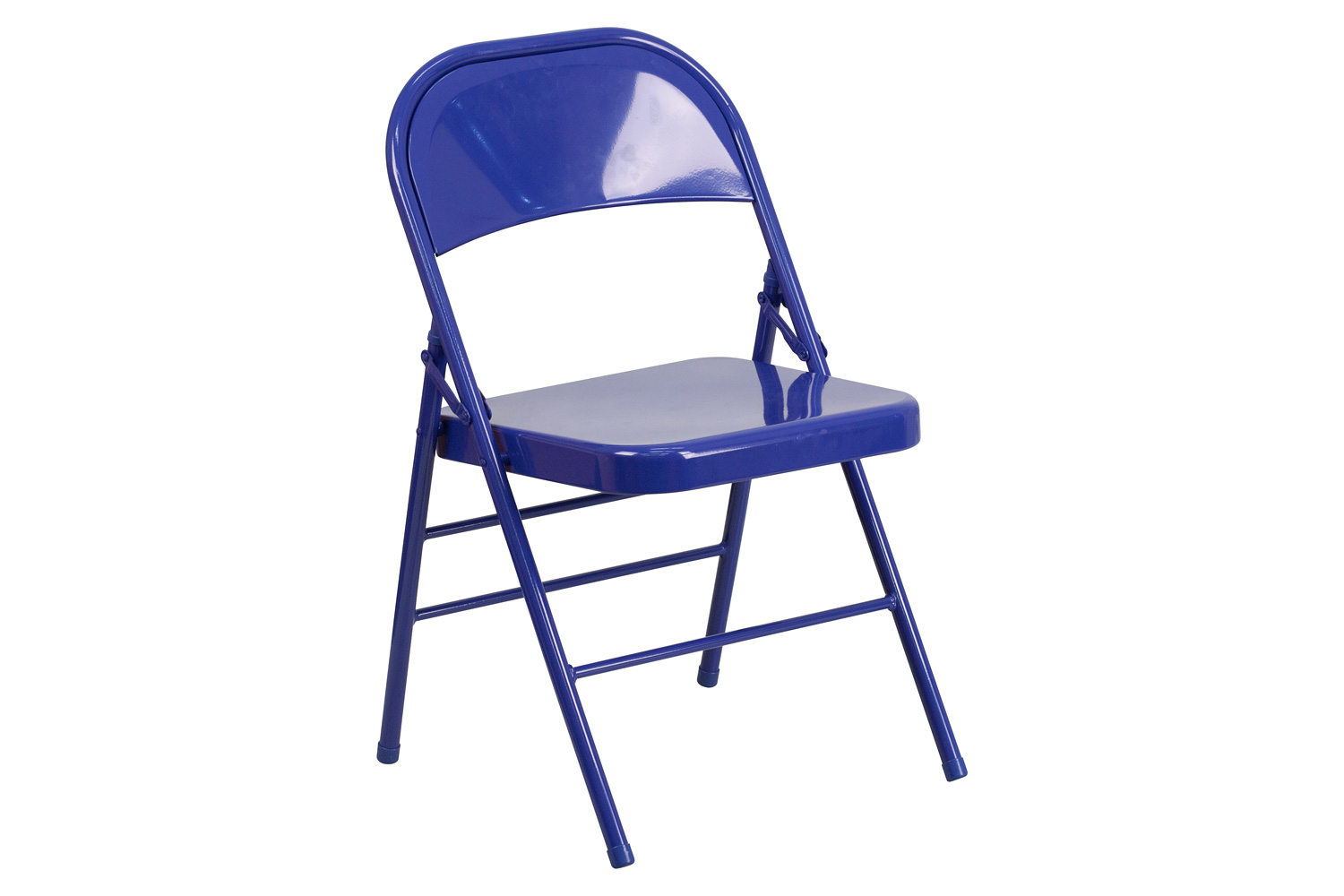 BLNK HERCULES COLORBURST Series Metal Triple Braced and Double Hinged Folding Chair - Cobalt Blue