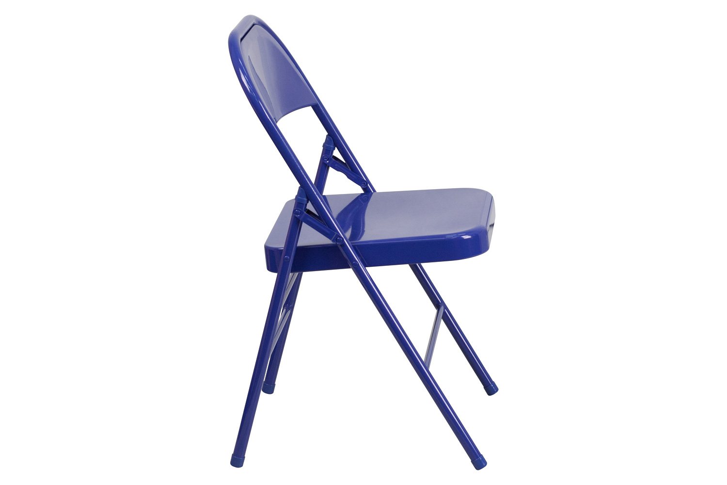 BLNK HERCULES COLORBURST Series Metal Triple Braced and Double Hinged Folding Chair - Cobalt Blue