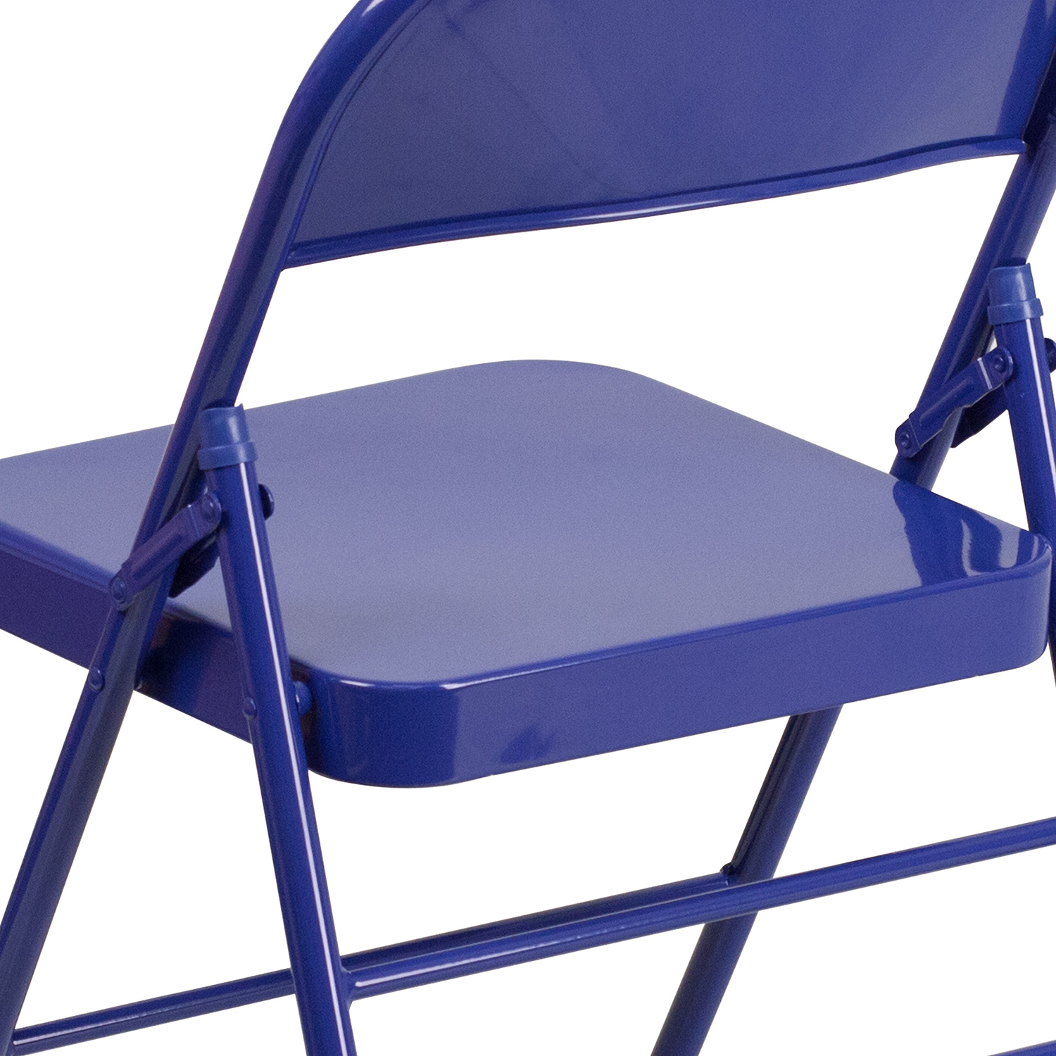 BLNK HERCULES COLORBURST Series Metal Triple Braced and Double Hinged Folding Chair - Cobalt Blue