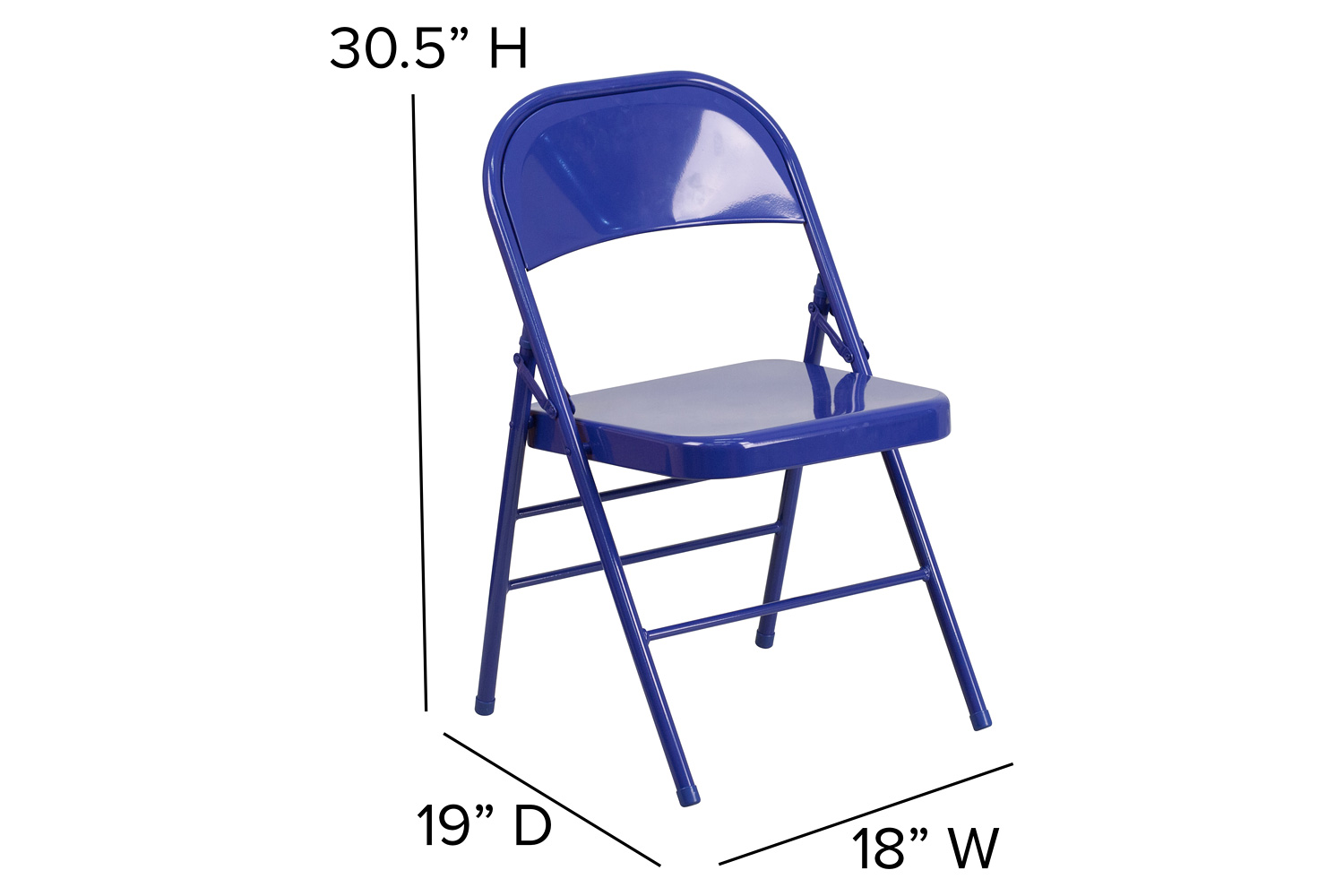 BLNK HERCULES COLORBURST Series Metal Triple Braced and Double Hinged Folding Chair - Cobalt Blue