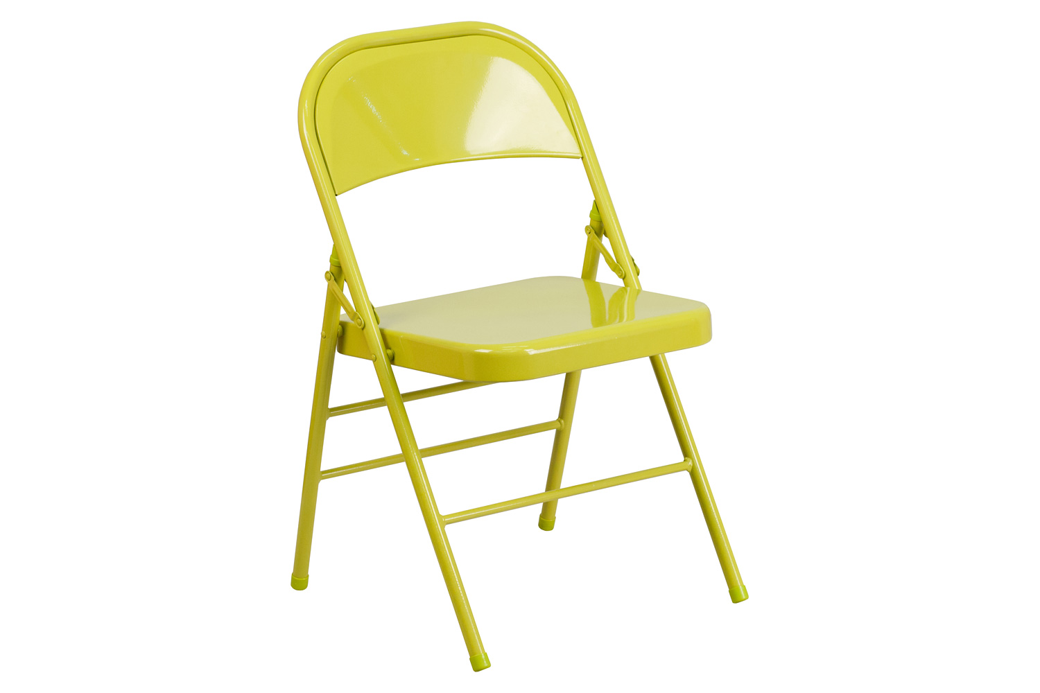 BLNK HERCULES COLORBURST Series Metal Triple Braced and Double Hinged Folding Chair - Twisted Citron