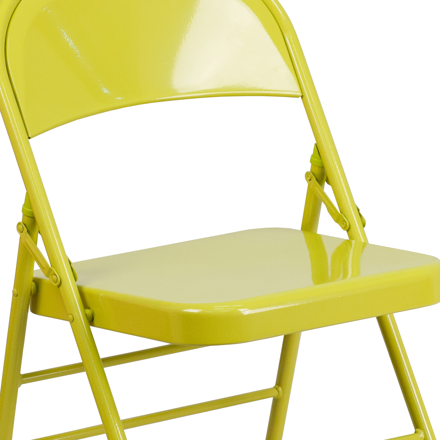 BLNK HERCULES COLORBURST Series Metal Triple Braced and Double Hinged Folding Chair - Twisted Citron