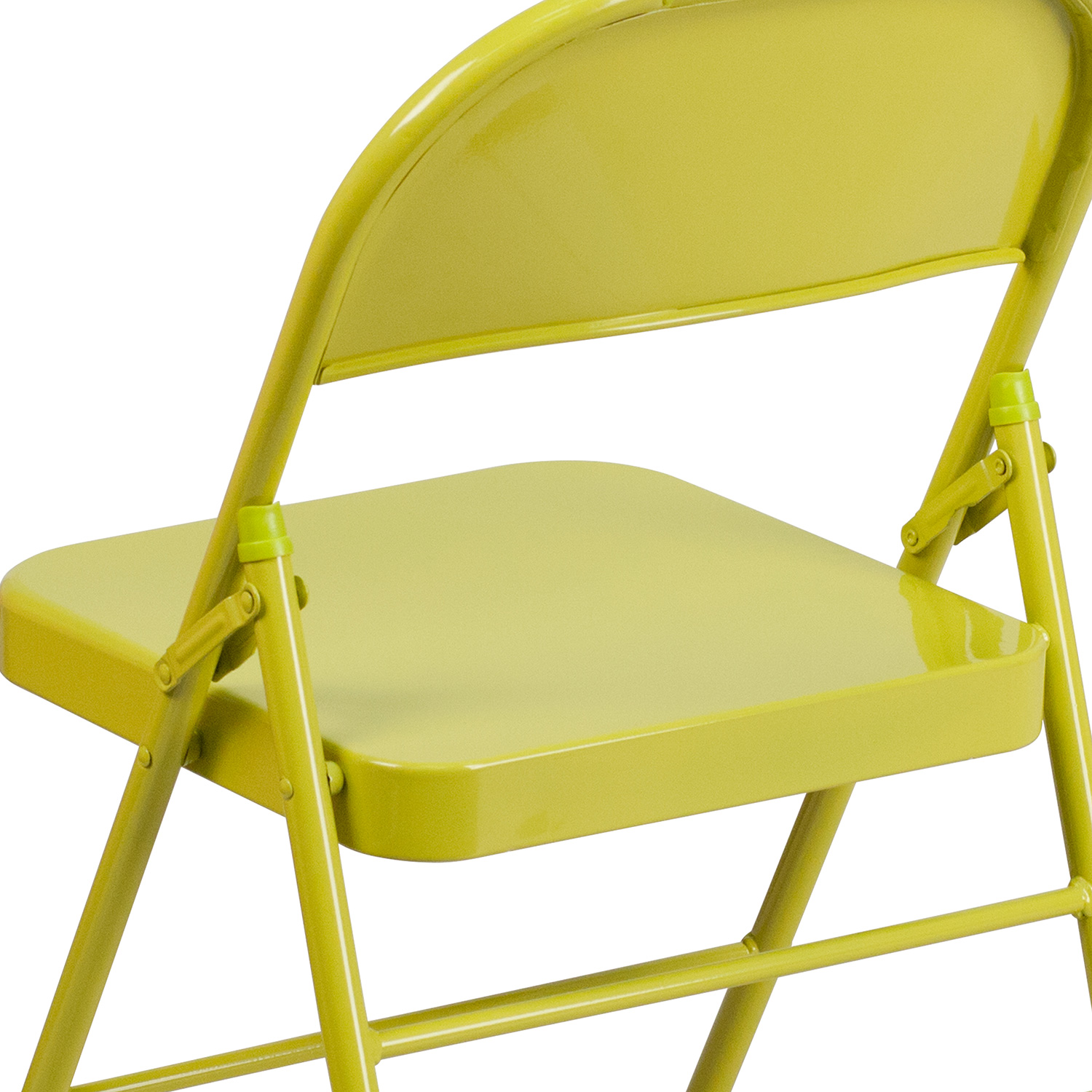 BLNK HERCULES COLORBURST Series Metal Triple Braced and Double Hinged Folding Chair - Twisted Citron