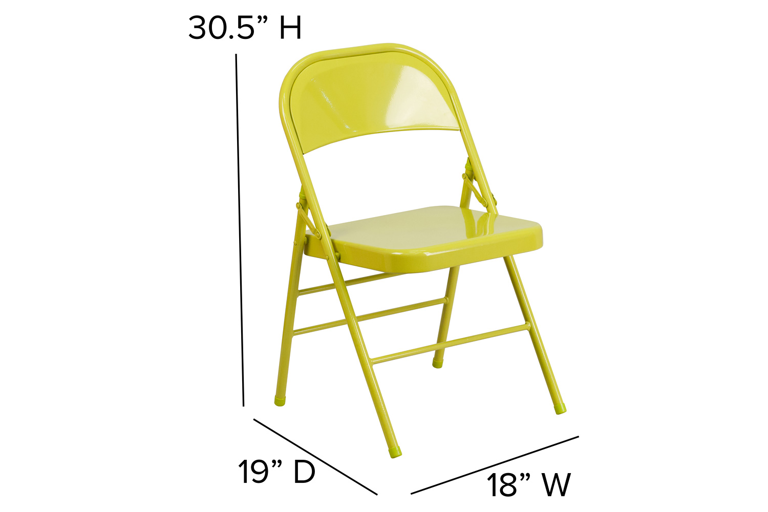 BLNK HERCULES COLORBURST Series Metal Triple Braced and Double Hinged Folding Chair - Twisted Citron