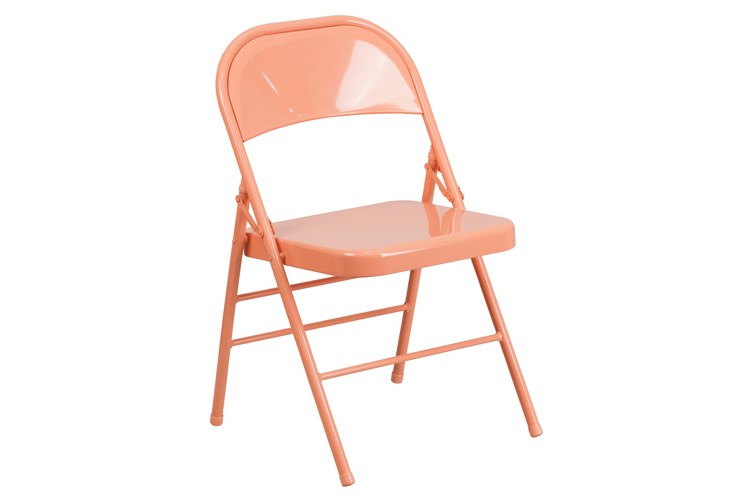 BLNK™ HERCULES COLORBURST Series Metal Triple Braced and Double Hinged Folding Chair - Sedona Coral