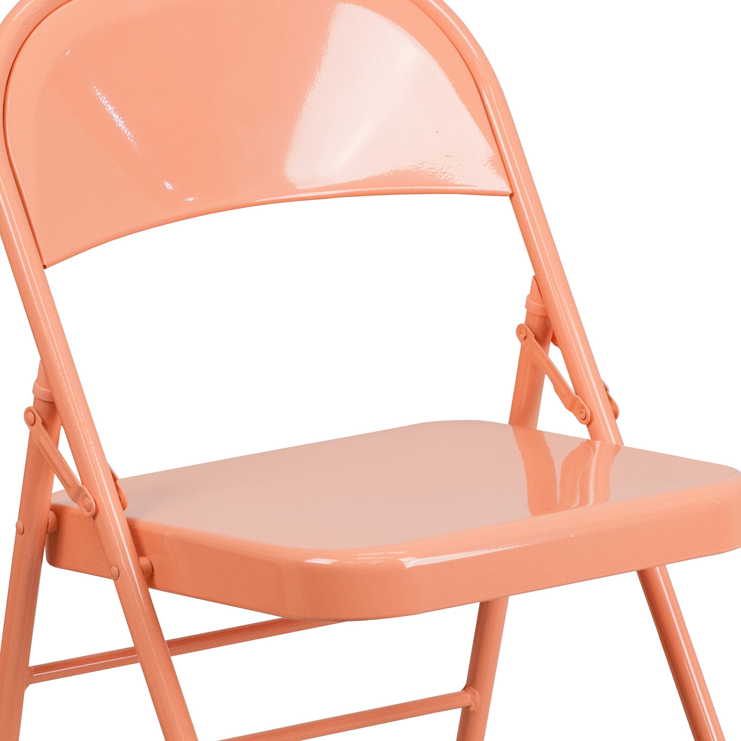 BLNK™ HERCULES COLORBURST Series Metal Triple Braced and Double Hinged Folding Chair - Sedona Coral