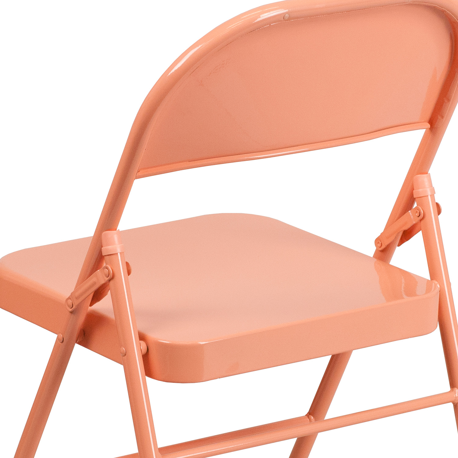 BLNK™ HERCULES COLORBURST Series Metal Triple Braced and Double Hinged Folding Chair - Sedona Coral