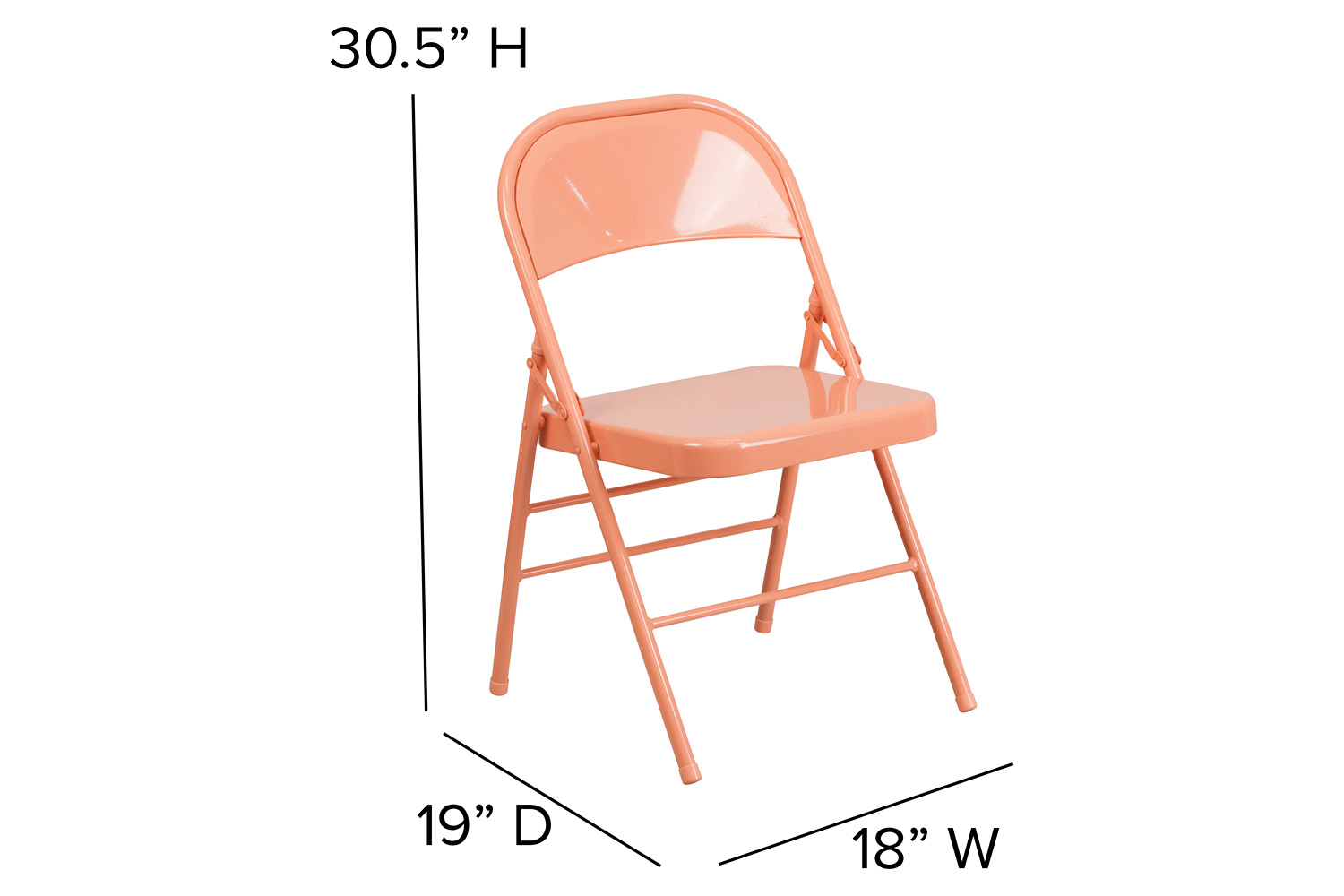 BLNK™ HERCULES COLORBURST Series Metal Triple Braced and Double Hinged Folding Chair - Sedona Coral