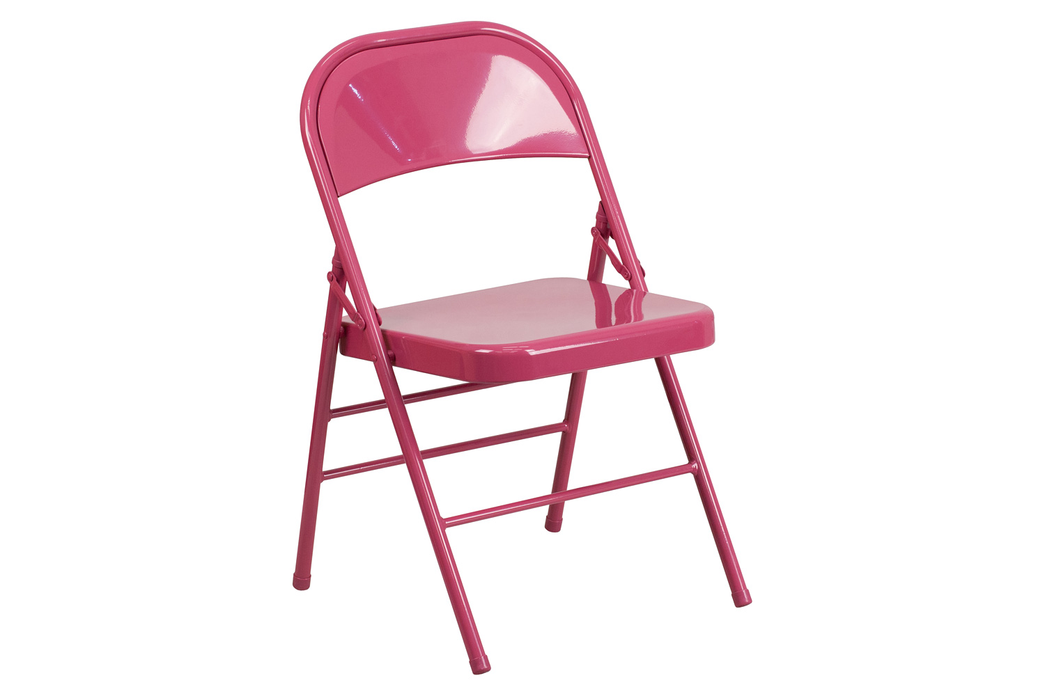 BLNK HERCULES COLORBURST Series Metal Triple Braced and Double Hinged Folding Chair - Shockingly Fuchsia