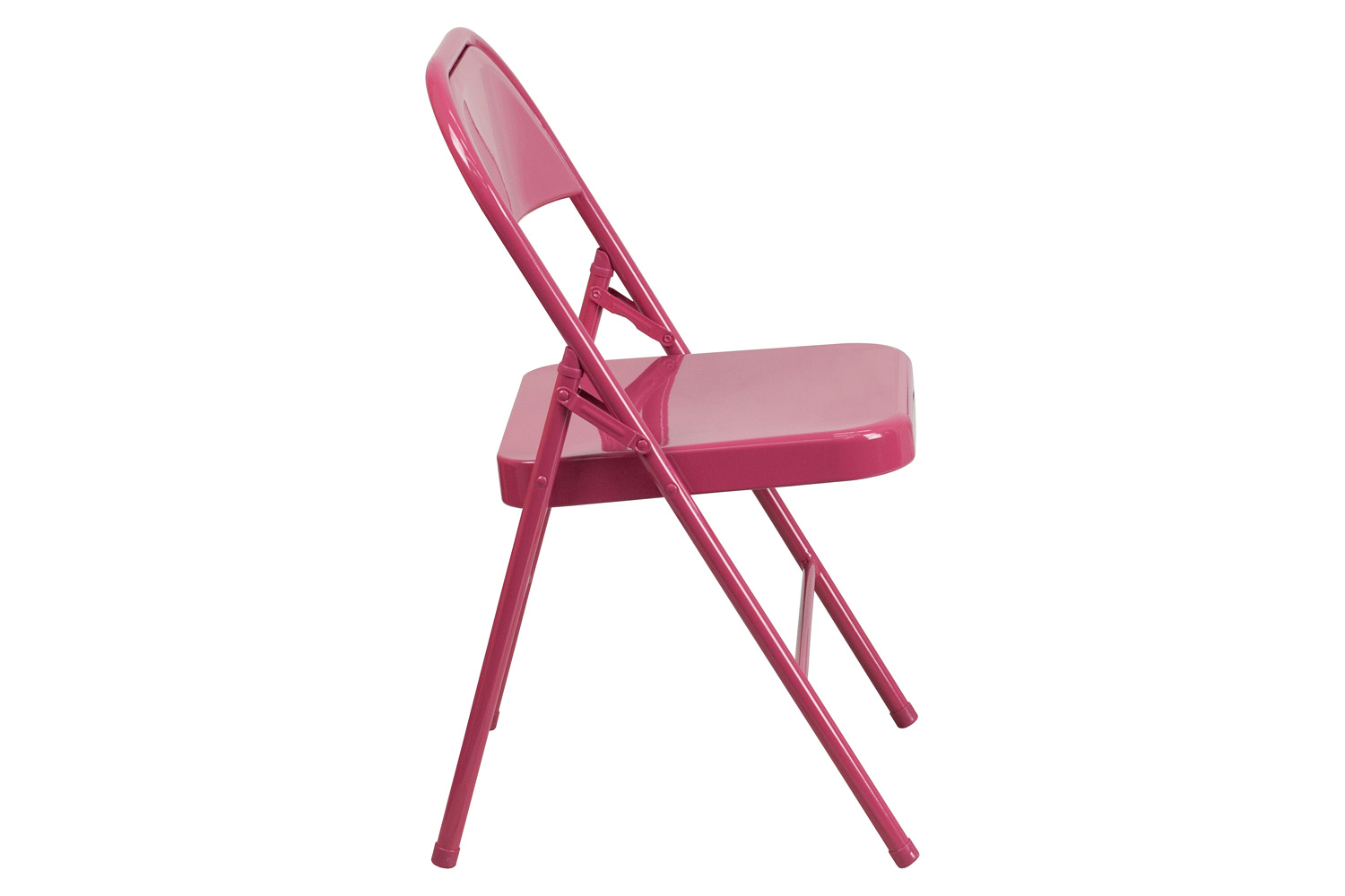 BLNK HERCULES COLORBURST Series Metal Triple Braced and Double Hinged Folding Chair - Shockingly Fuchsia