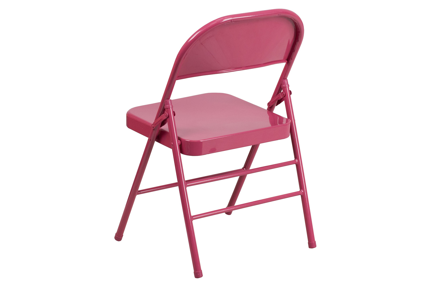 BLNK HERCULES COLORBURST Series Metal Triple Braced and Double Hinged Folding Chair - Shockingly Fuchsia