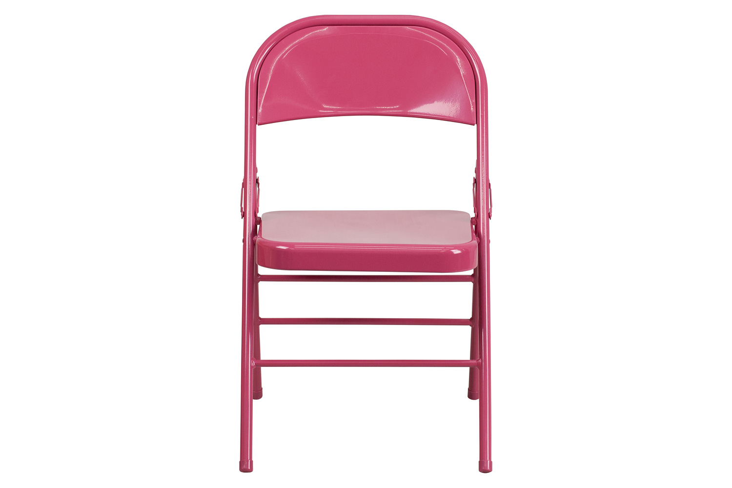 BLNK HERCULES COLORBURST Series Metal Triple Braced and Double Hinged Folding Chair - Shockingly Fuchsia