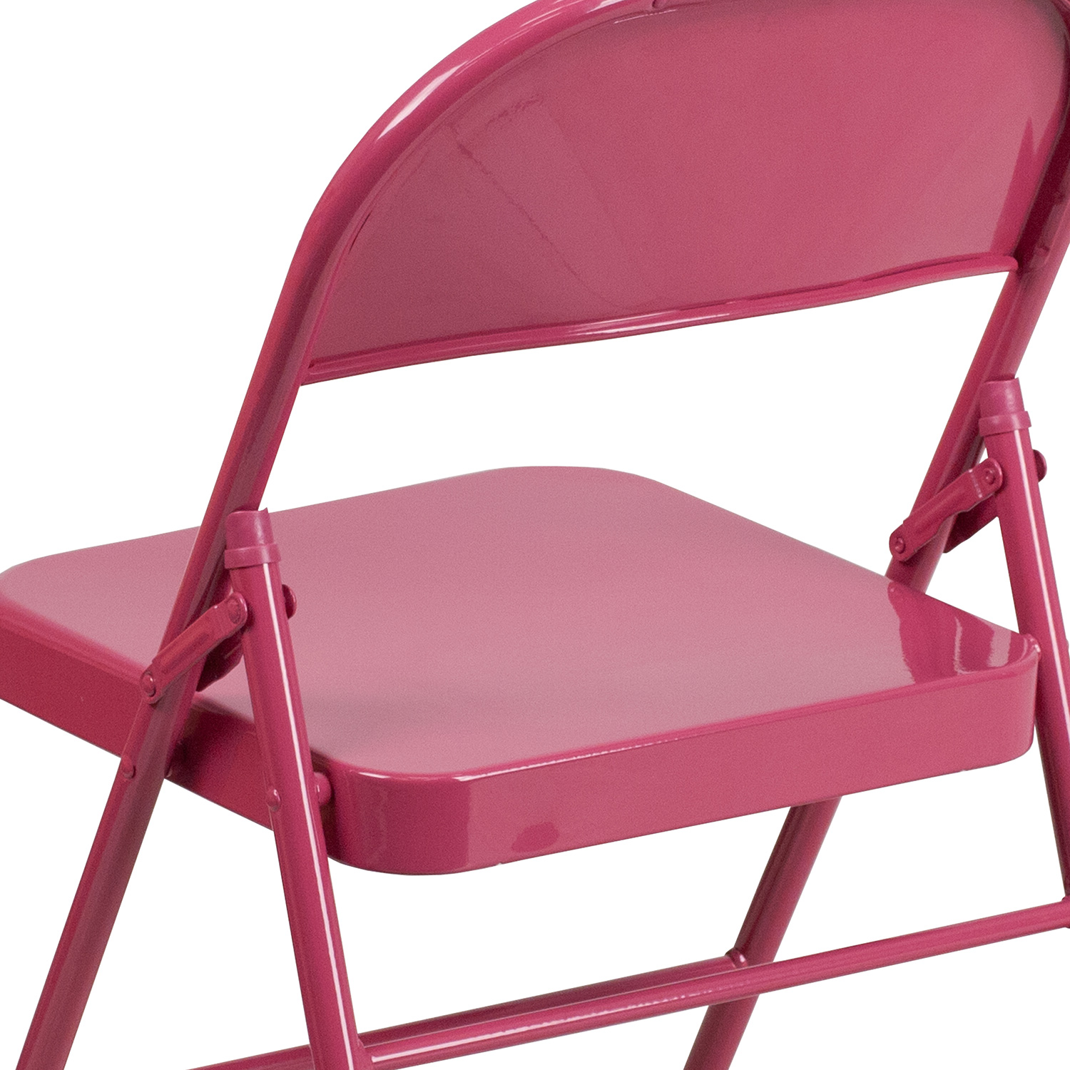 BLNK HERCULES COLORBURST Series Metal Triple Braced and Double Hinged Folding Chair - Shockingly Fuchsia