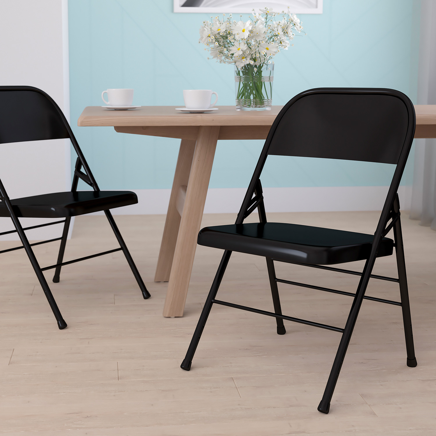 BLNK HERCULES Series Triple Braced and Double Hinged Metal Folding Chair