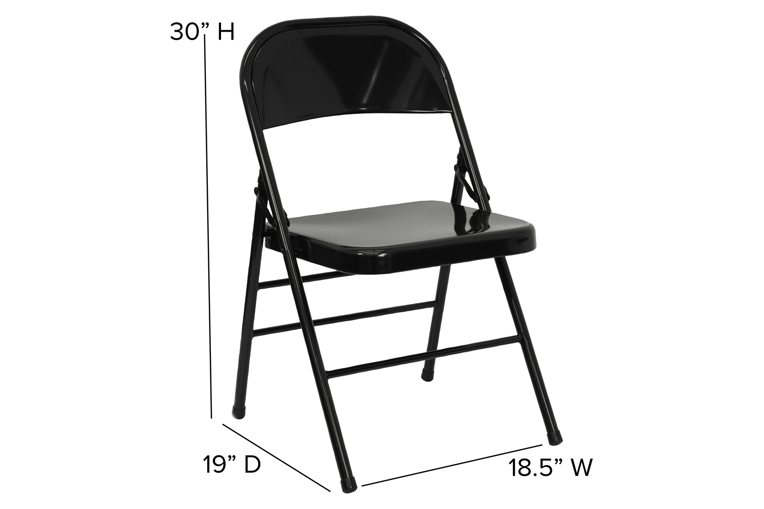 BLNK™ HERCULES Series Triple Braced and Double Hinged Metal Folding Chair - Black