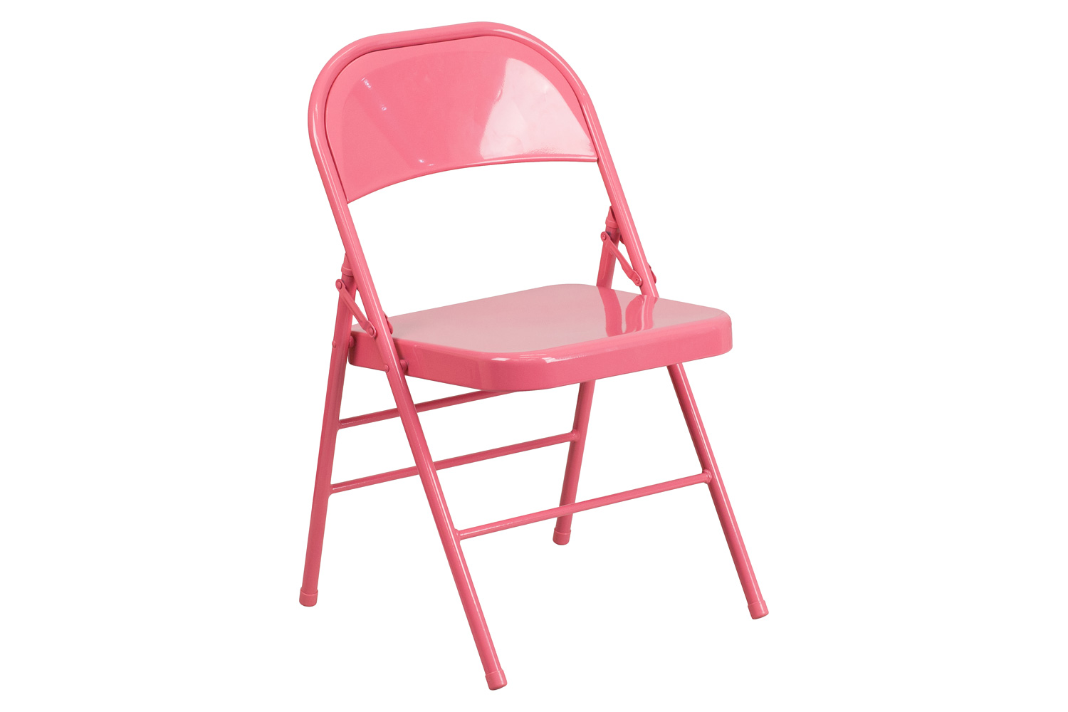 BLNK HERCULES COLORBURST Series Metal Triple Braced and Double Hinged Folding Chair - Bubblegum Pink