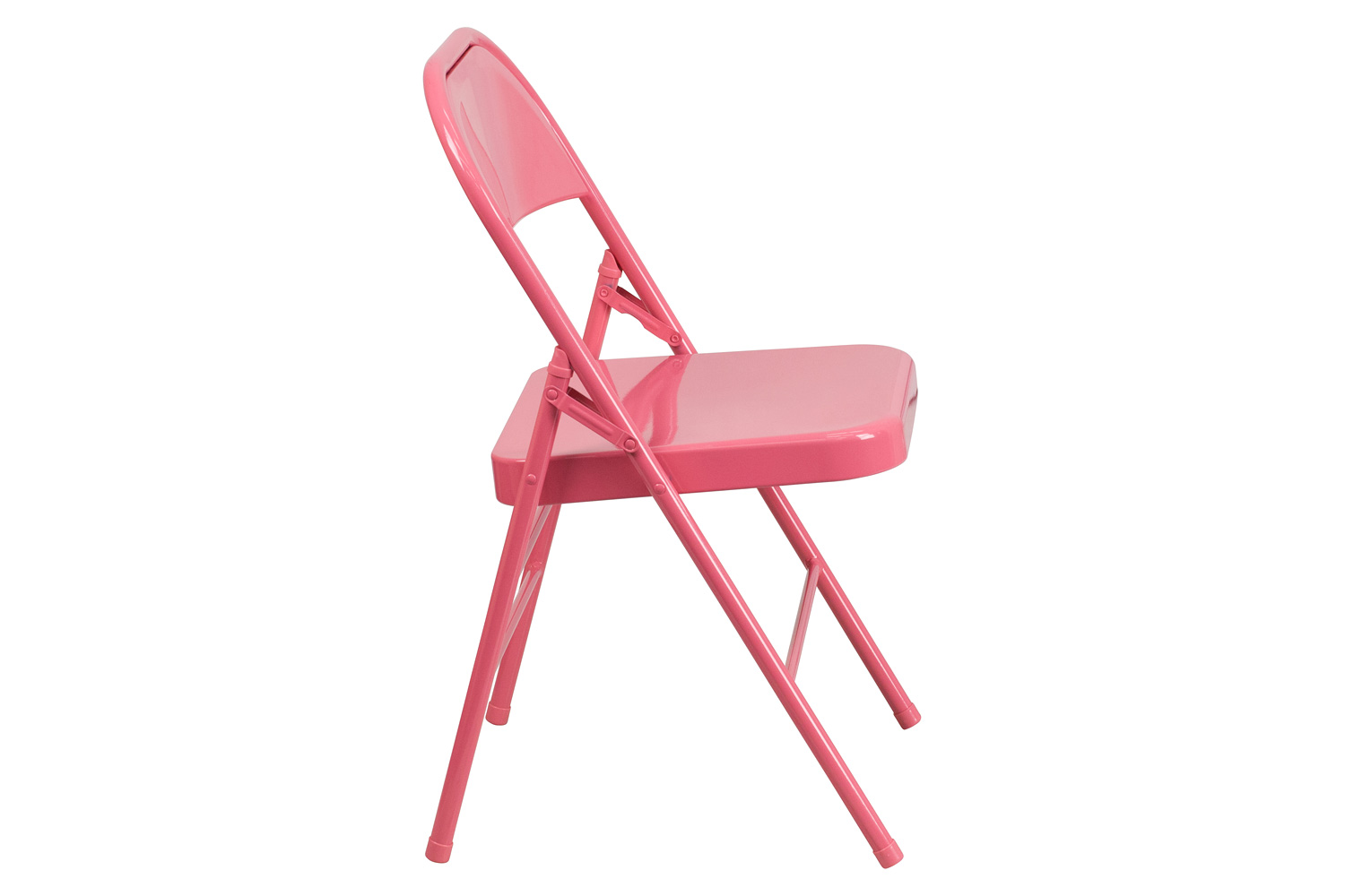 BLNK HERCULES COLORBURST Series Metal Triple Braced and Double Hinged Folding Chair - Bubblegum Pink