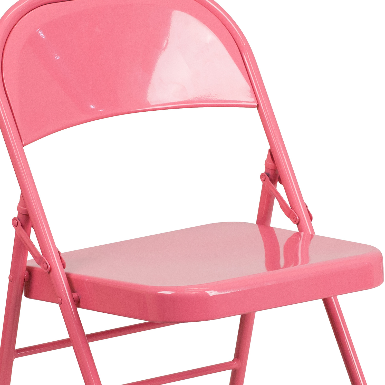 BLNK HERCULES COLORBURST Series Metal Triple Braced and Double Hinged Folding Chair - Bubblegum Pink