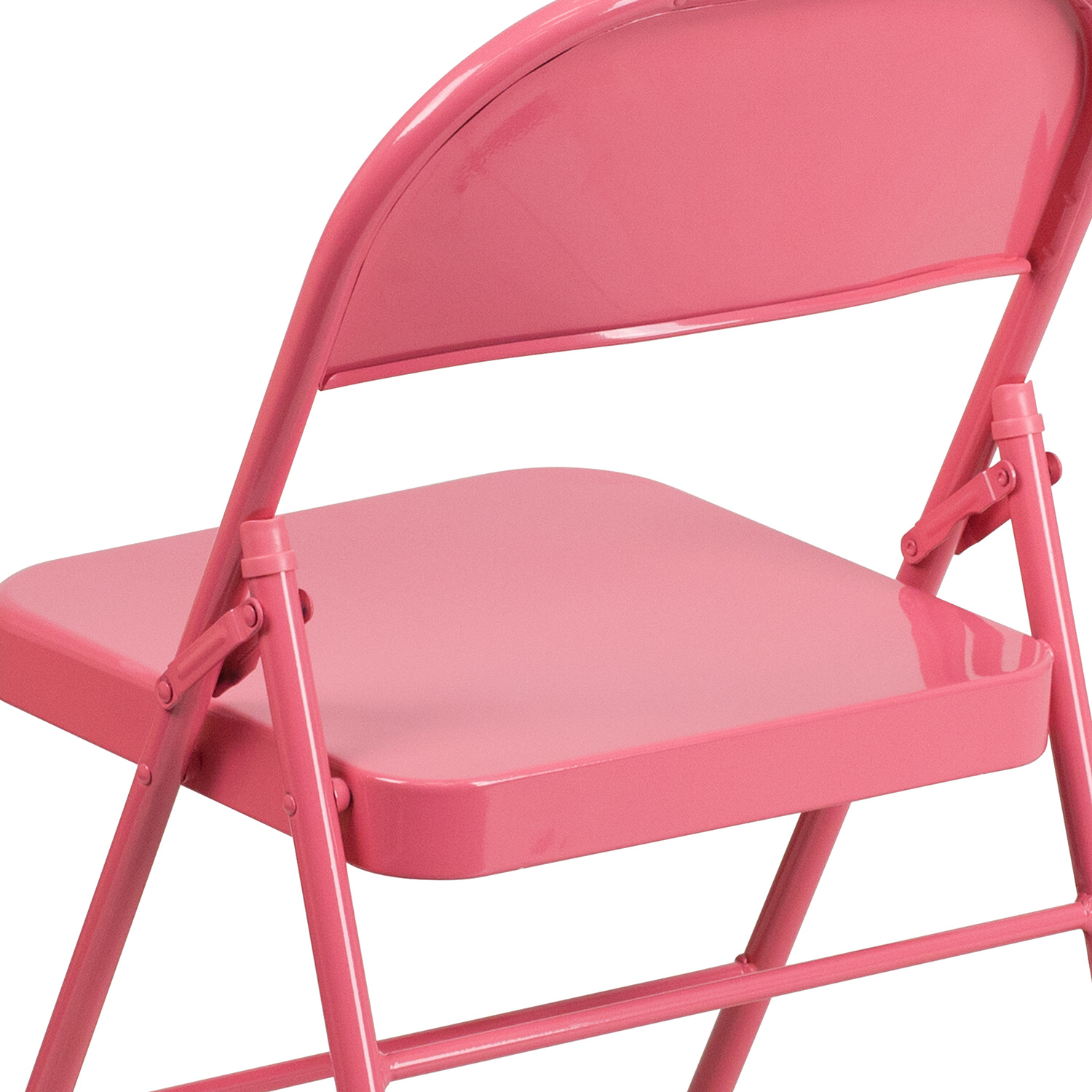 BLNK HERCULES COLORBURST Series Metal Triple Braced and Double Hinged Folding Chair - Bubblegum Pink