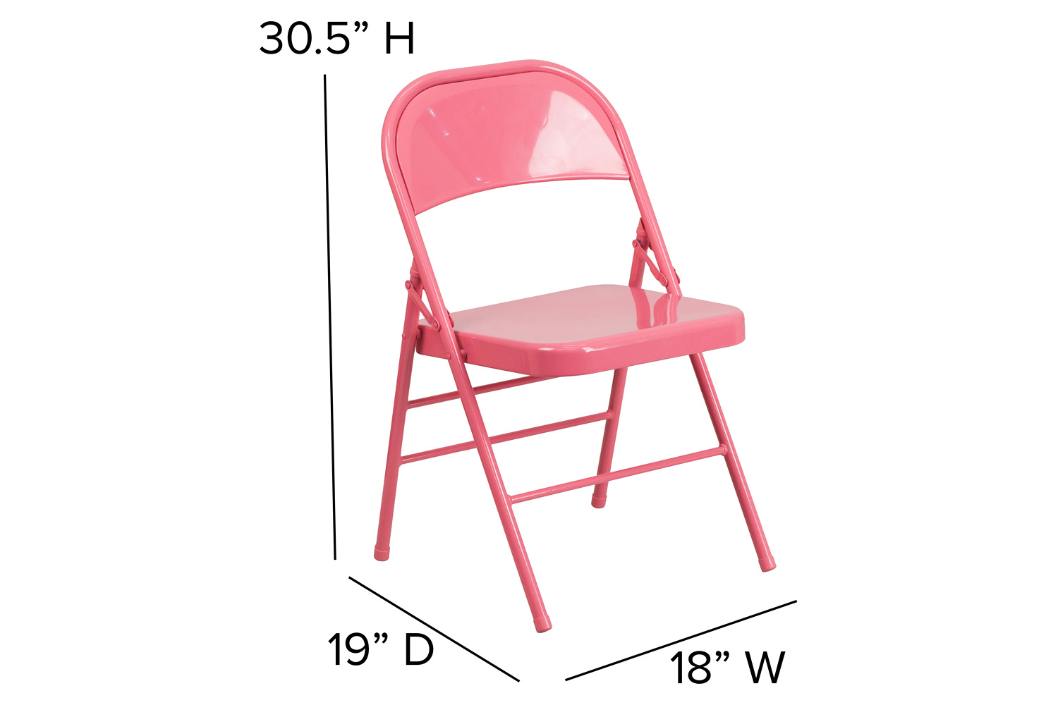 BLNK HERCULES COLORBURST Series Metal Triple Braced and Double Hinged Folding Chair - Bubblegum Pink