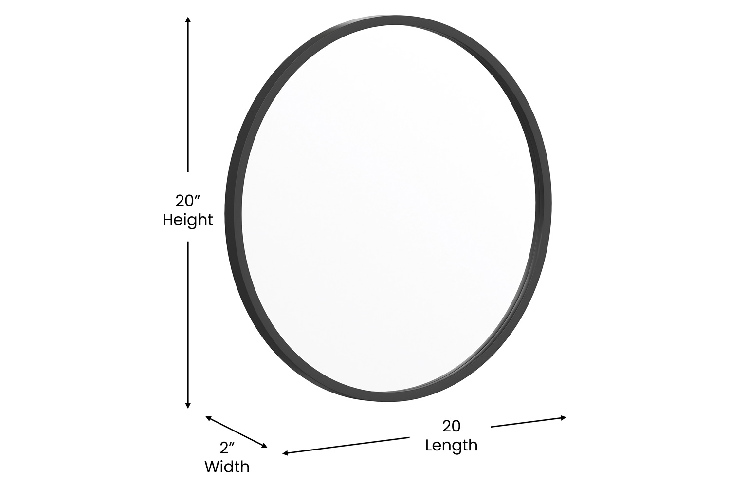 BLNK Julianne Style 2 Round Metal Framed Wall Mirror - Black, 20"D