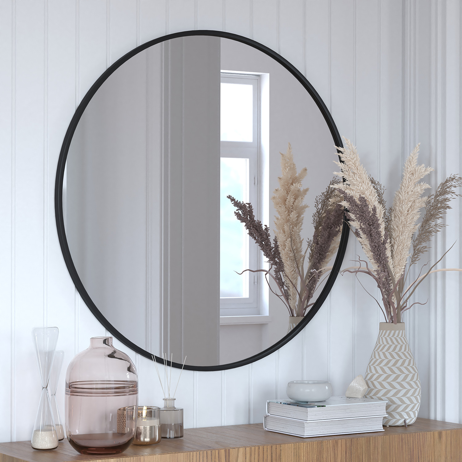 BLNK Julianne Style 2 Round Metal Framed Wall Mirror