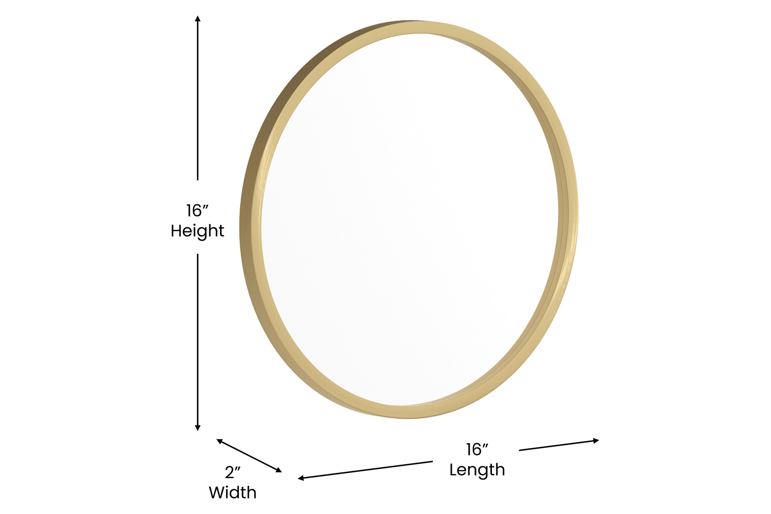 BLNK Julianne Style 2 Round Metal Framed Wall Mirror - Gold, 16"D