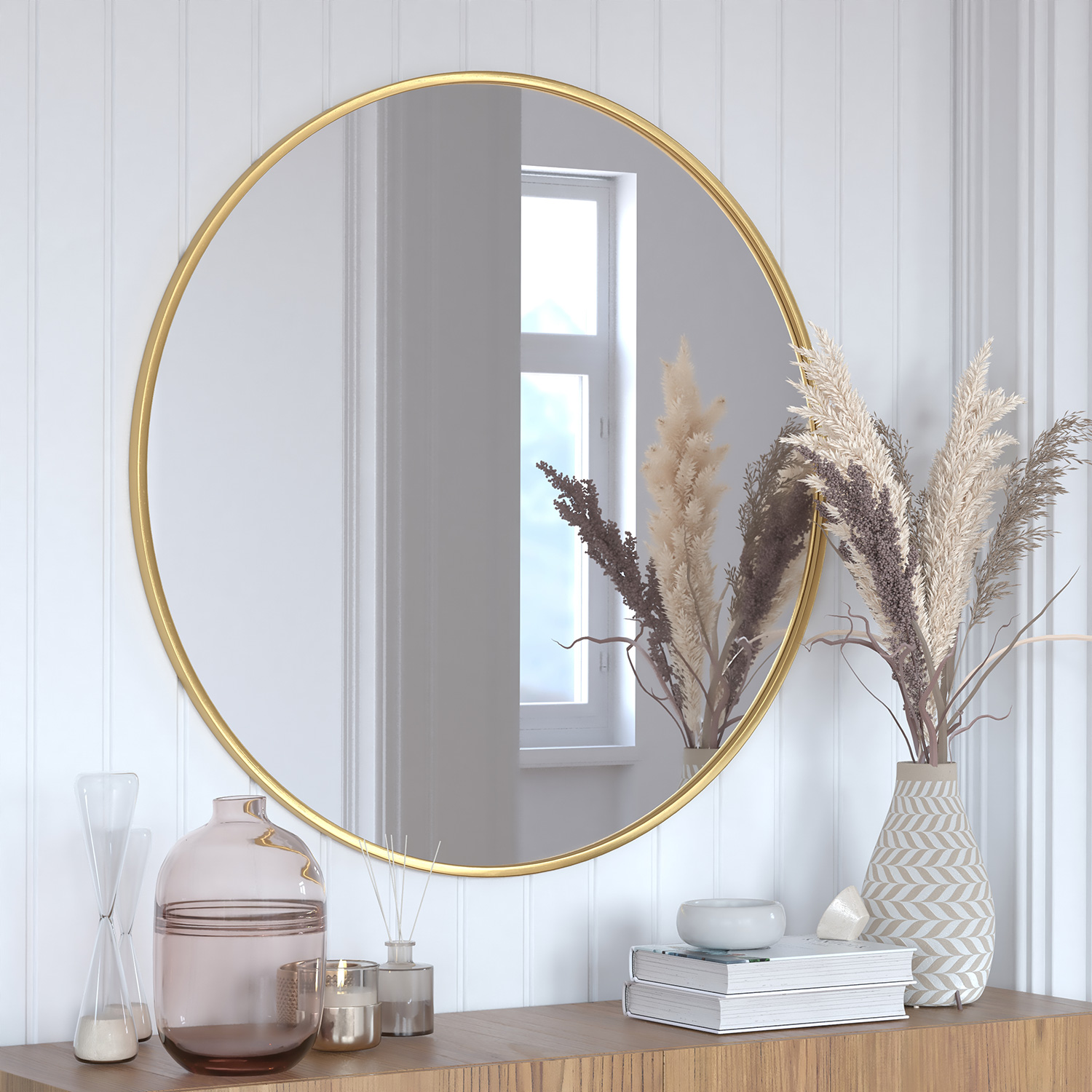 BLNK Julianne Style 2 Round Metal Framed Wall Mirror