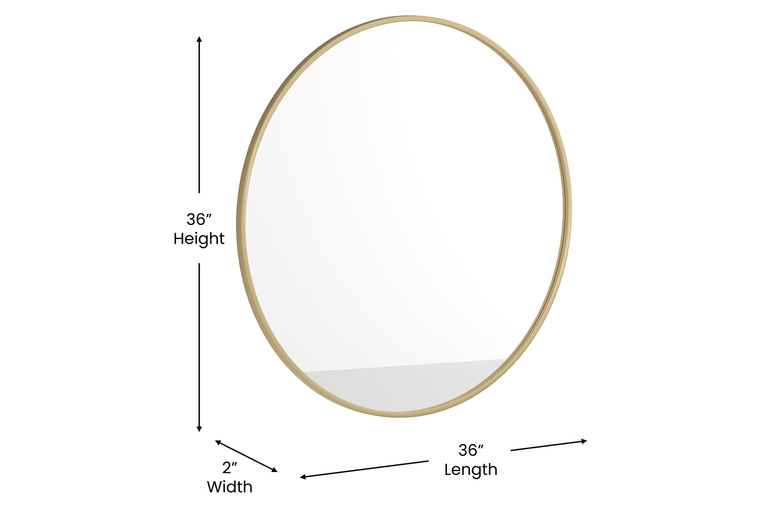 BLNK Julianne Style 2 Round Metal Framed Wall Mirror - Gold, 36"D