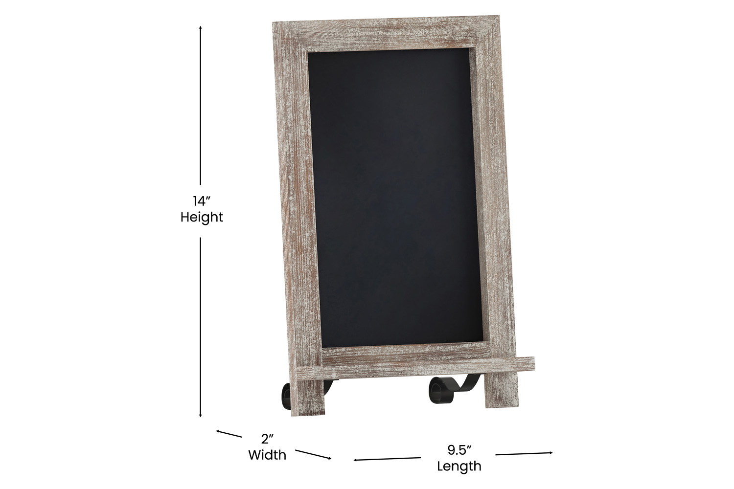 BLNK Canterbury Weathered Tabletop Magnetic Chalkboard Sign with Metal Scrolled Legs - 9.5"W x 14"H