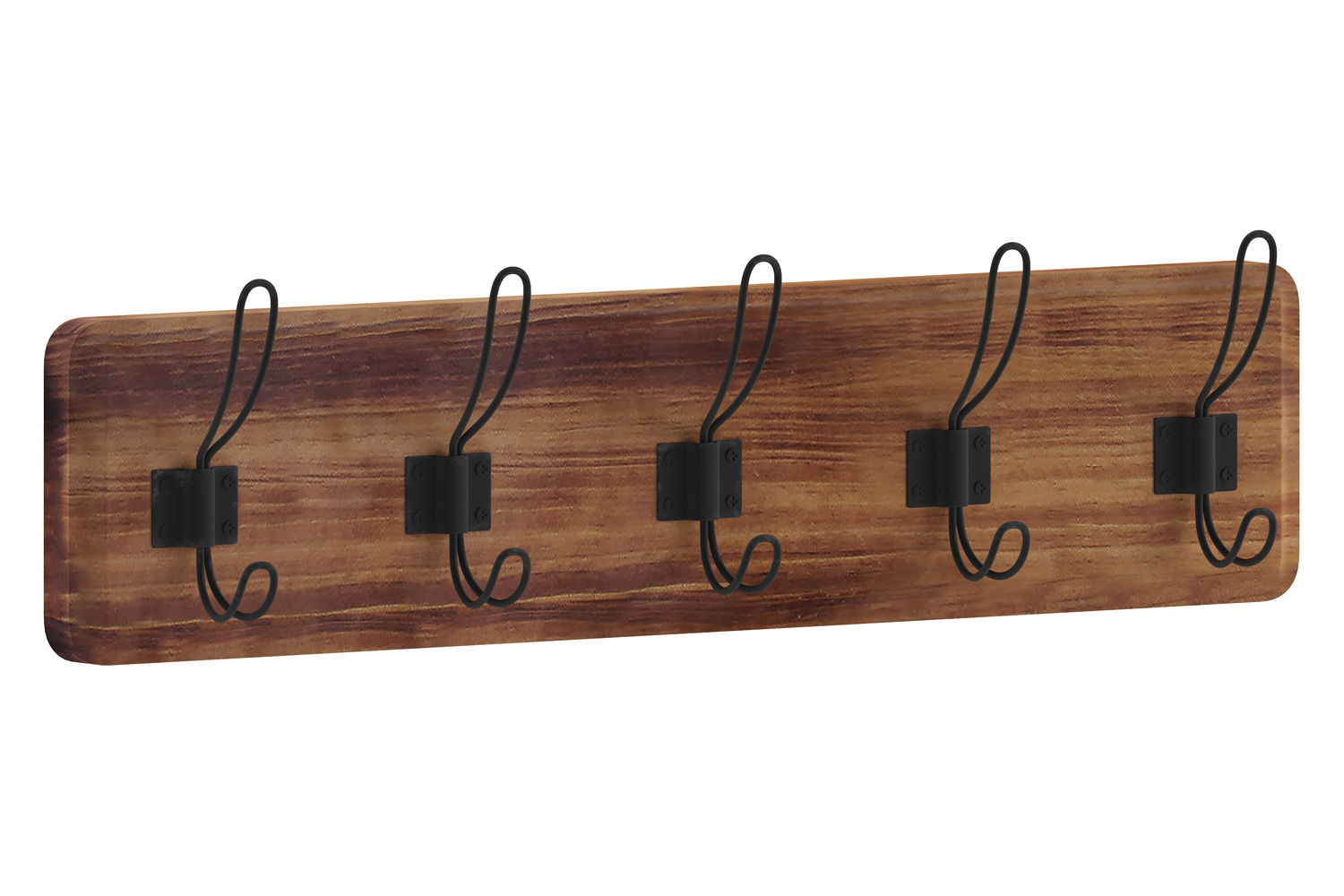 BLNK Daly Wall Mounted Solid Pine Wood Storage Rack with 5 Hooks - Rustic Brown