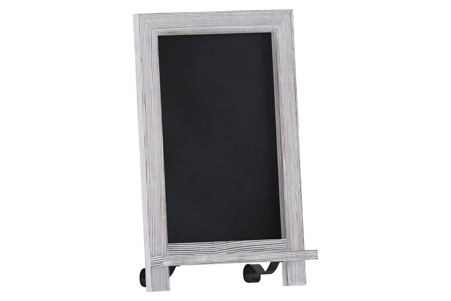 BLNK Canterbury Whitewashed Tabletop Magnetic Chalkboard Sign with Metal Scrolled Legs - 9.5"W x 14"H