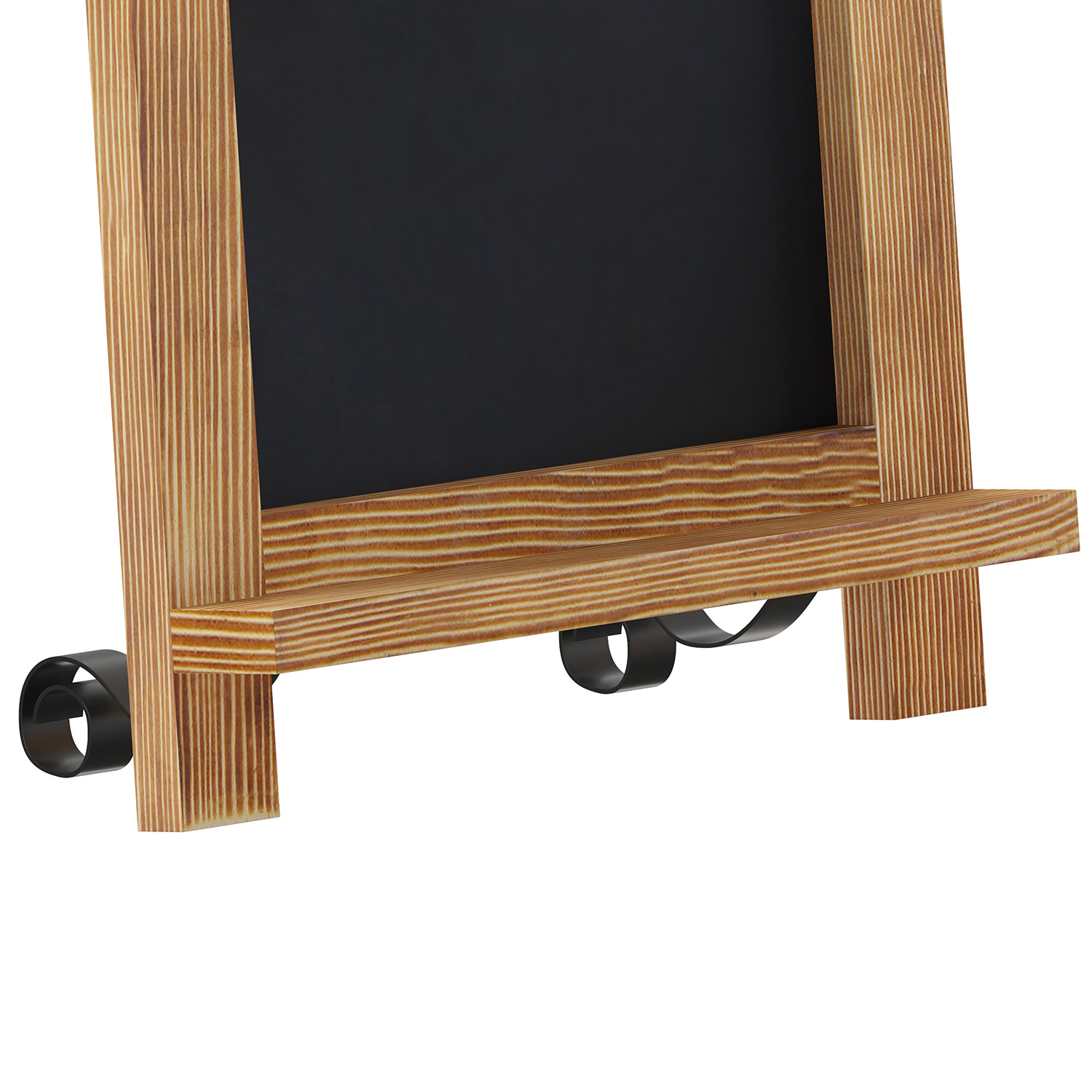 BLNK Canterbury Torched Wood Tabletop Magnetic Chalkboard Sign with Metal Scrolled Legs - 9.5"W x 14"H