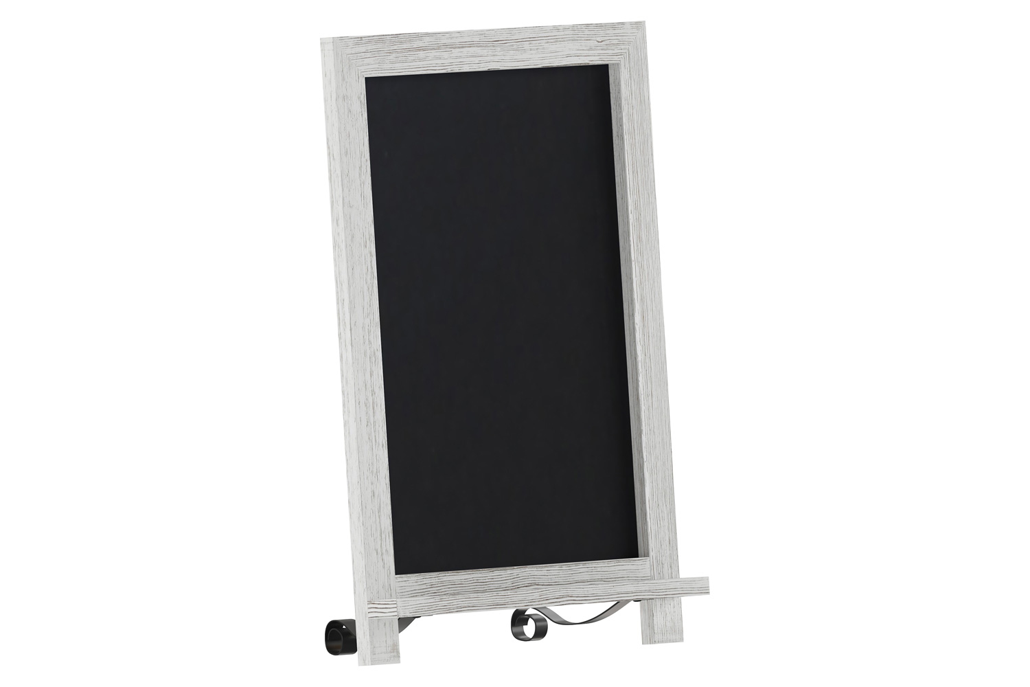 BLNK Canterbury Whitewashed Tabletop Magnetic Chalkboard Sign with Metal Scrolled Legs - 12"W x 17"H