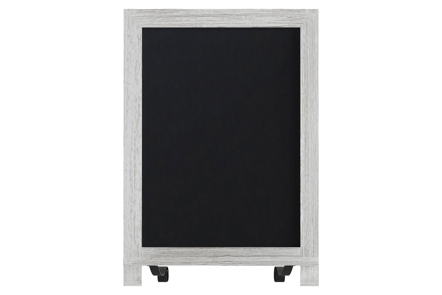 BLNK Canterbury Whitewashed Tabletop Magnetic Chalkboard Sign with Metal Scrolled Legs - 12"W x 17"H