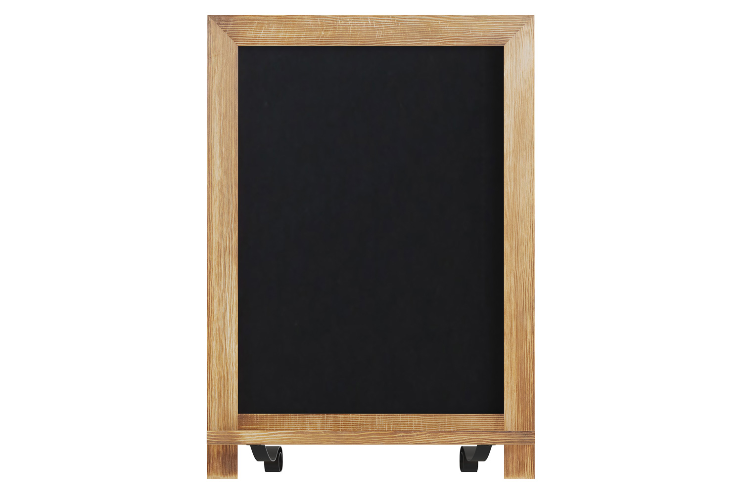 BLNK Canterbury Torched Wood Tabletop Magnetic Chalkboard Sign with Metal Scrolled Legs - 12"W x 17"H