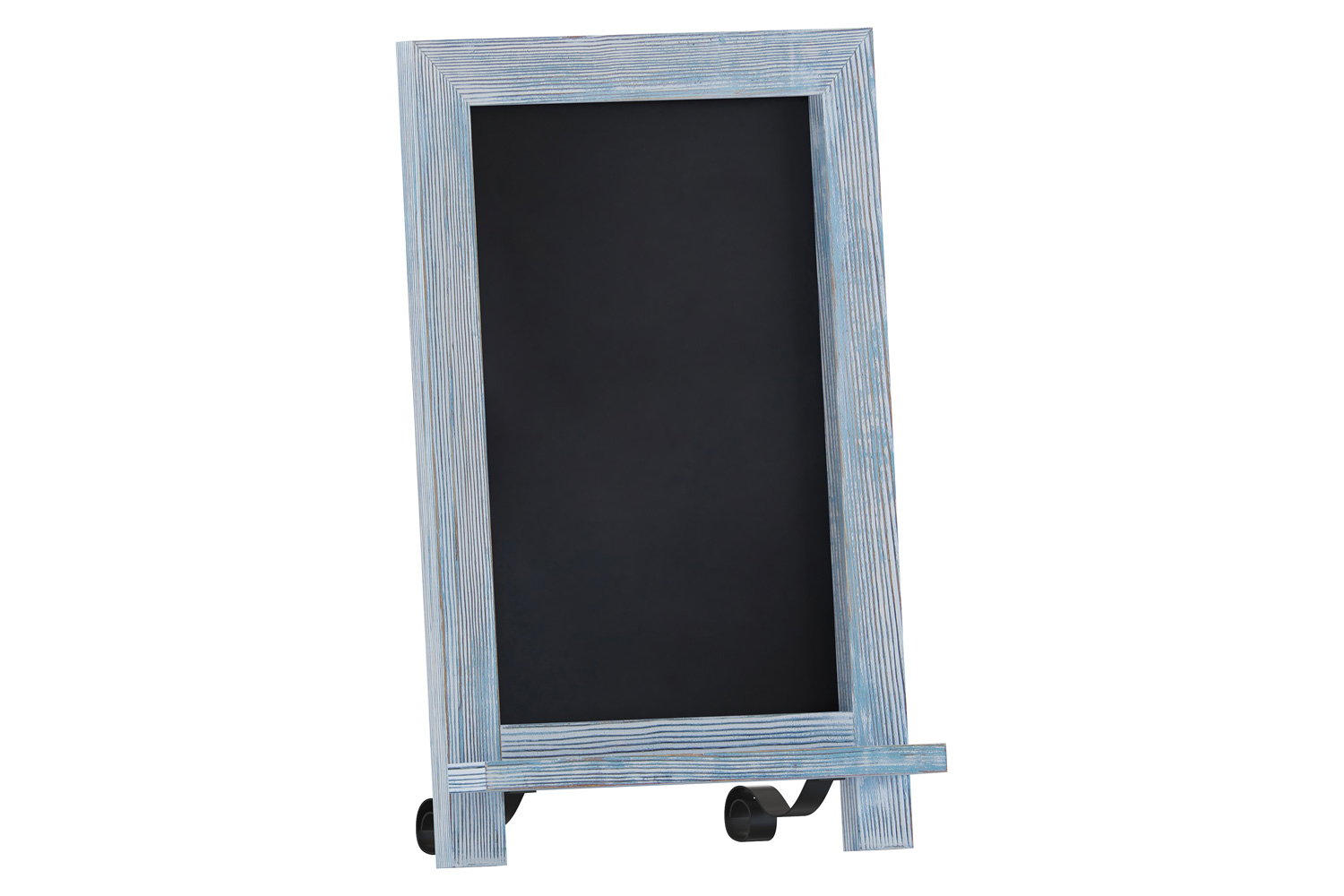 BLNK Canterbury Rustic Blue Tabletop Magnetic Chalkboard Sign with Metal Scrolled Legs - 9.5"W x 14"H