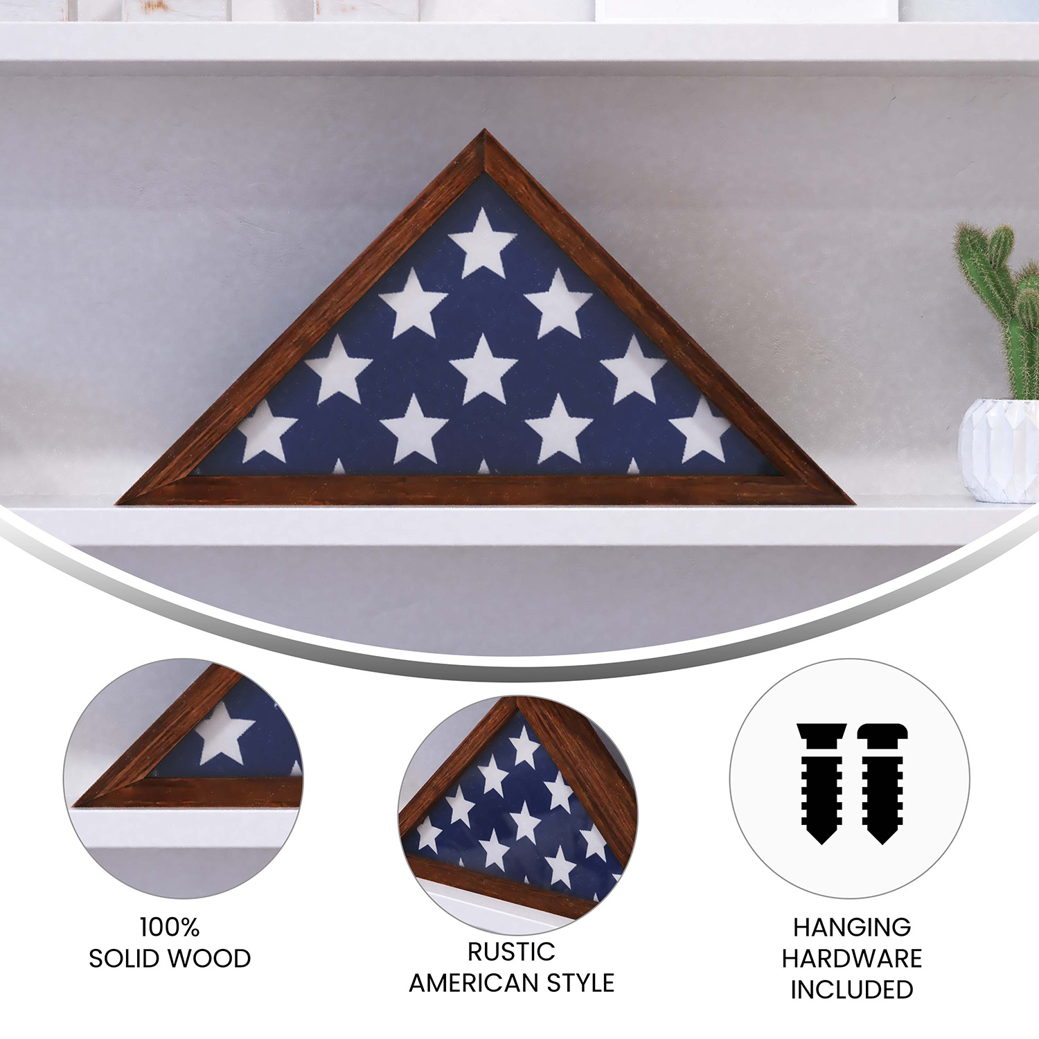 BLNK Sheehan Solid Wood Memorial Flag Display Case - Mahogany