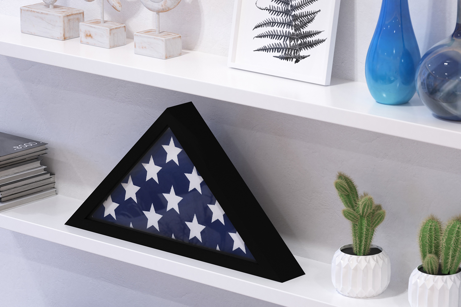 BLNK Sheehan Solid Wood Memorial Flag Display Case - Black