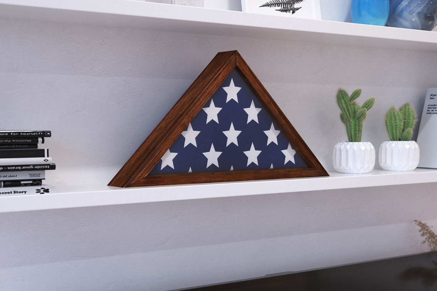 BLNK Sheehan Solid Wood Memorial Flag Display Case - Rustic Brown