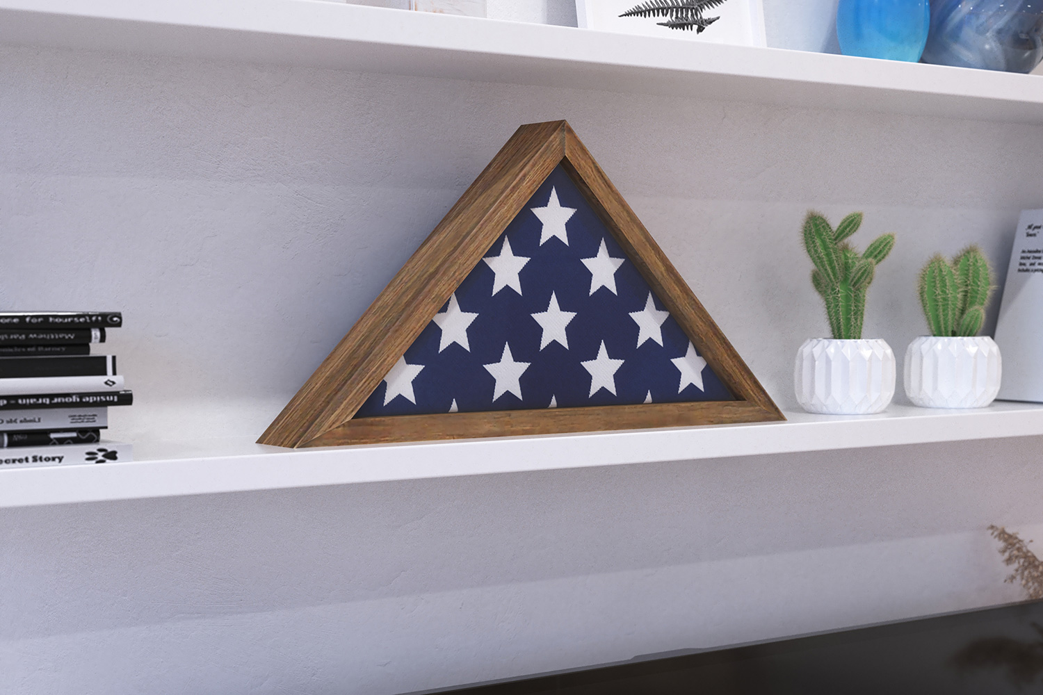 BLNK Sheehan Solid Wood Memorial Flag Display Case - Weathered Wood